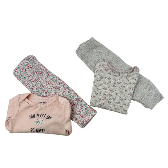 2‎ Baby Girl's Outfits - 2 Leggings, 1 Body Suit, & 1 Shirt - Size 6 Month - Picture 1 of 7